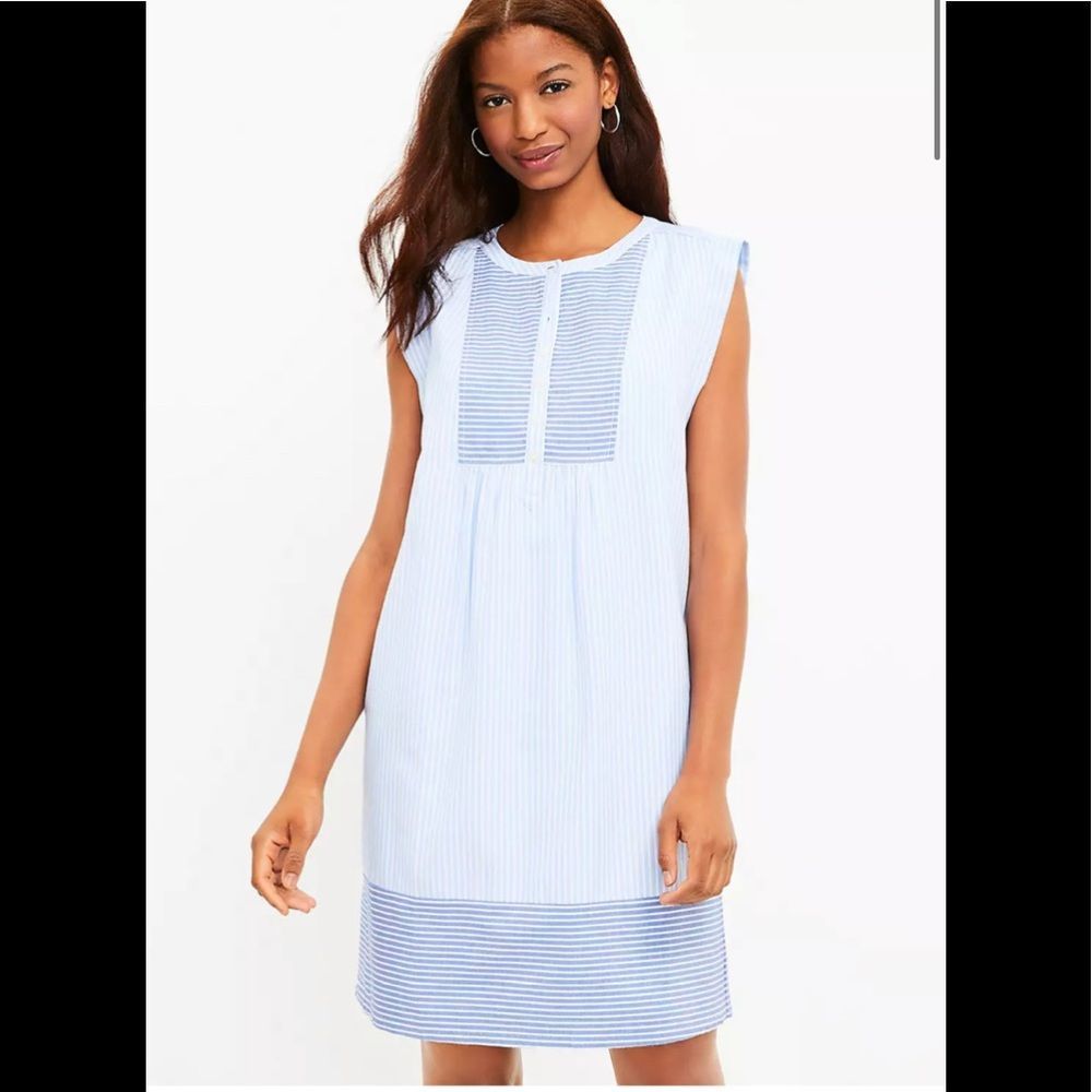 LOFT Striped Henley Dress XL